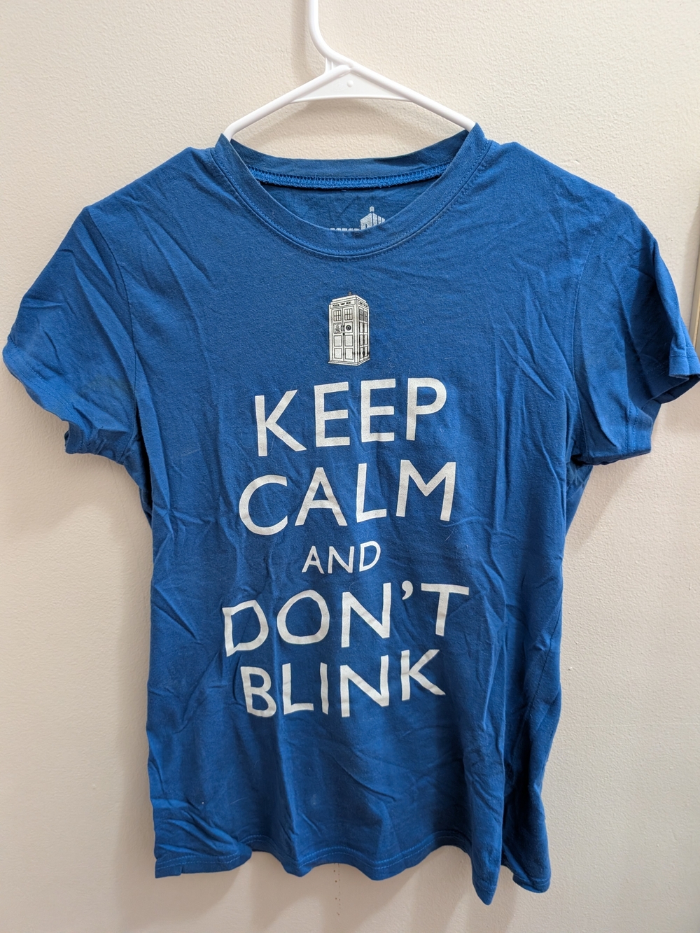 Doctor Who Keep Calm and Don't Blink T-Shirt Blue Medium